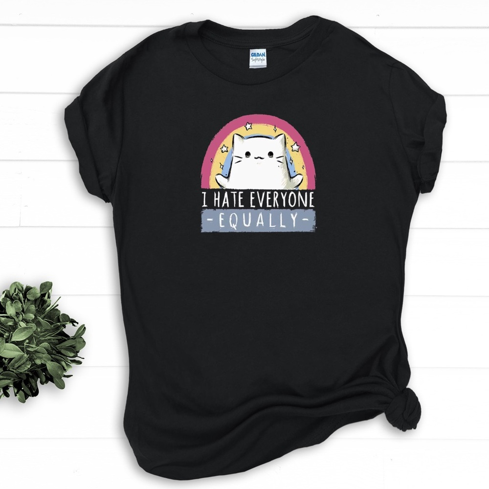 2/$35 - “I hate everyone” Cat Shirt - Made to Order